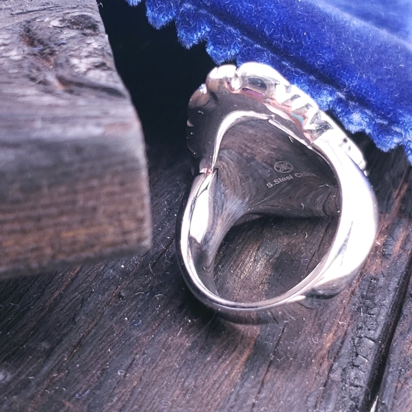 Stainless Filigree Cigar Band Knuckle Ring - Picture 8 of 9